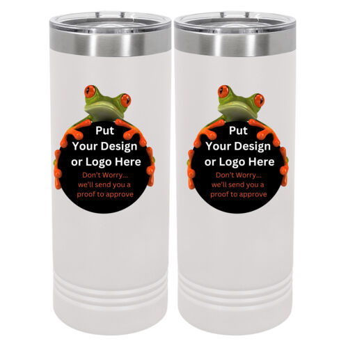 22 oz Stainless White Skinny Tumbler with Slider Lid Thumbnail