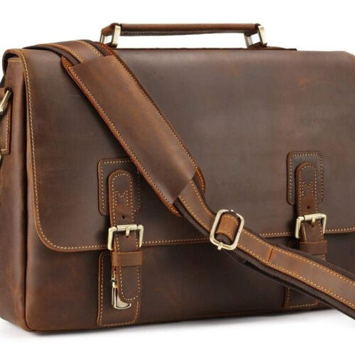 Handmade Full Grain Rustic Leather Messenger Bag Thumbnail