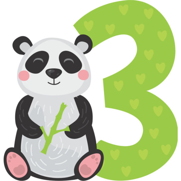Three Birthday Animal Panda Number 1 Thumbnail
