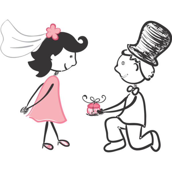 Cartoon Wedding Groom Bride Proposal 3 Thumbnail