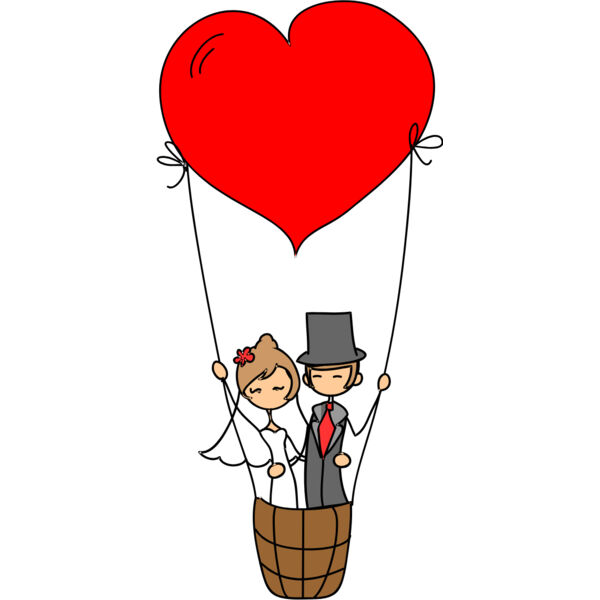 Cartoon Wedding Groom Bride Heart Balloons 2 Thumbnail